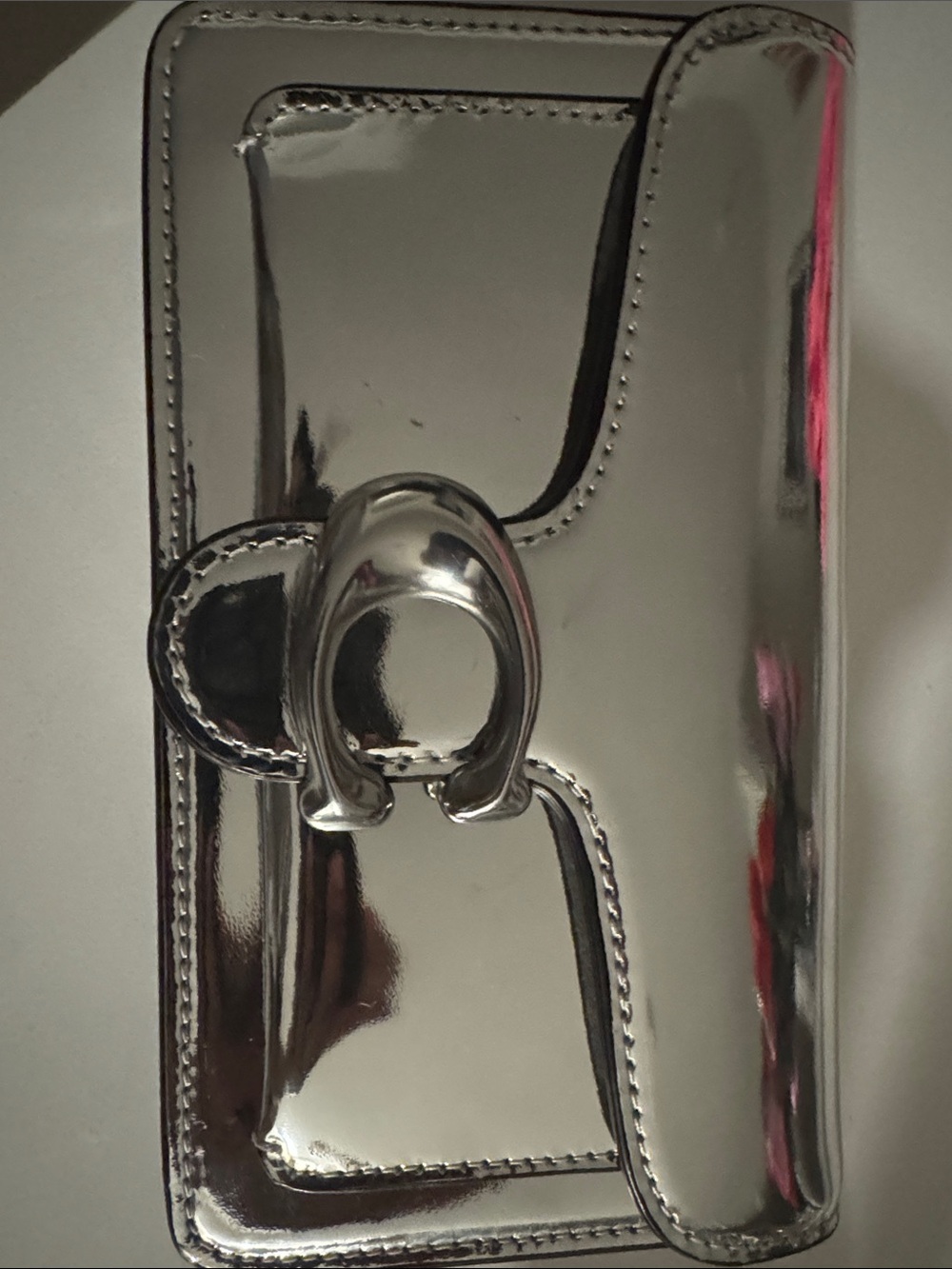 Coach Tabby Metallic Silver Leather Crossbody Wristlet - Picture 9 of 11